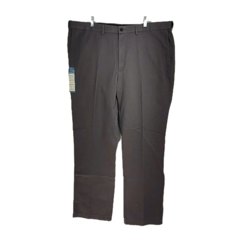 NWT Haggar Straight Fit Khaki Pants Men's 42x32‎ Gray Straight Leg